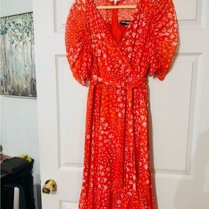 Karl Lagerfeld Red Floral Midi Dress